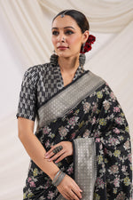 Handwoven Banarasi Black Katan Silk Saree