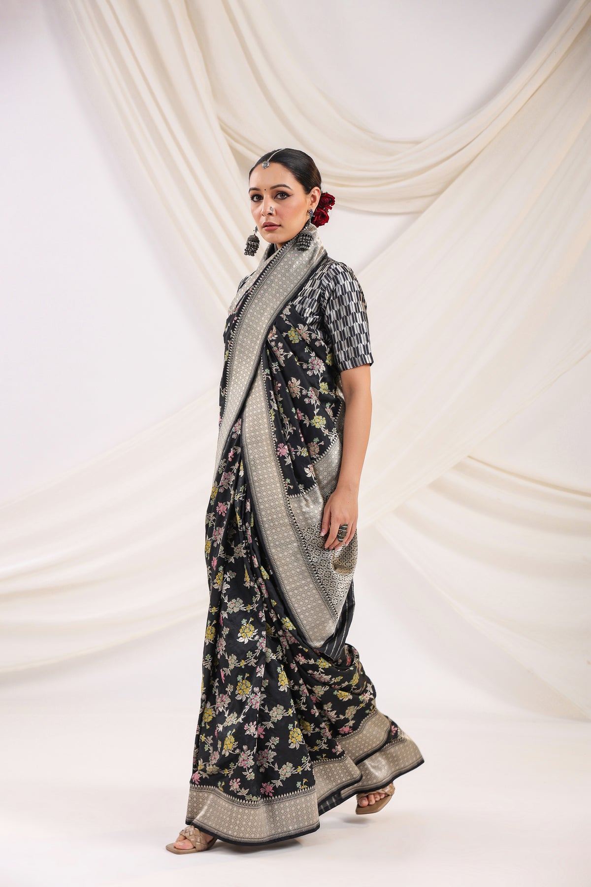 Handwoven Banarasi Black Katan Silk Saree