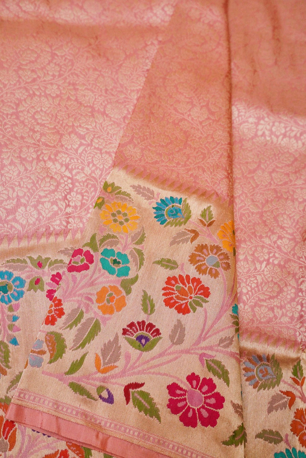 Handwoven Pink Banarasi Katan Silk Saree