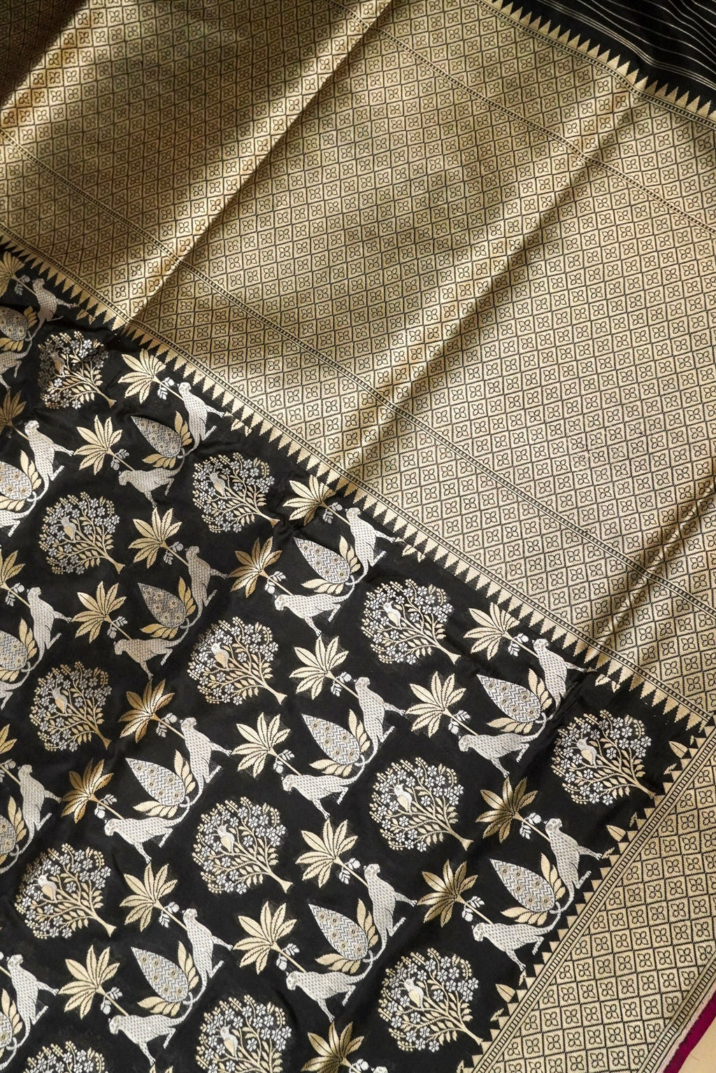 Handwoven Black Banarasi Katan Silk Saree