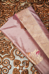 Handwoven Onion Pink Banarasi Katan Silk Saree