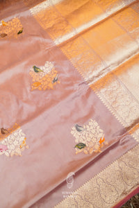 Handwoven Onion Pink Banarasi Katan Silk Saree