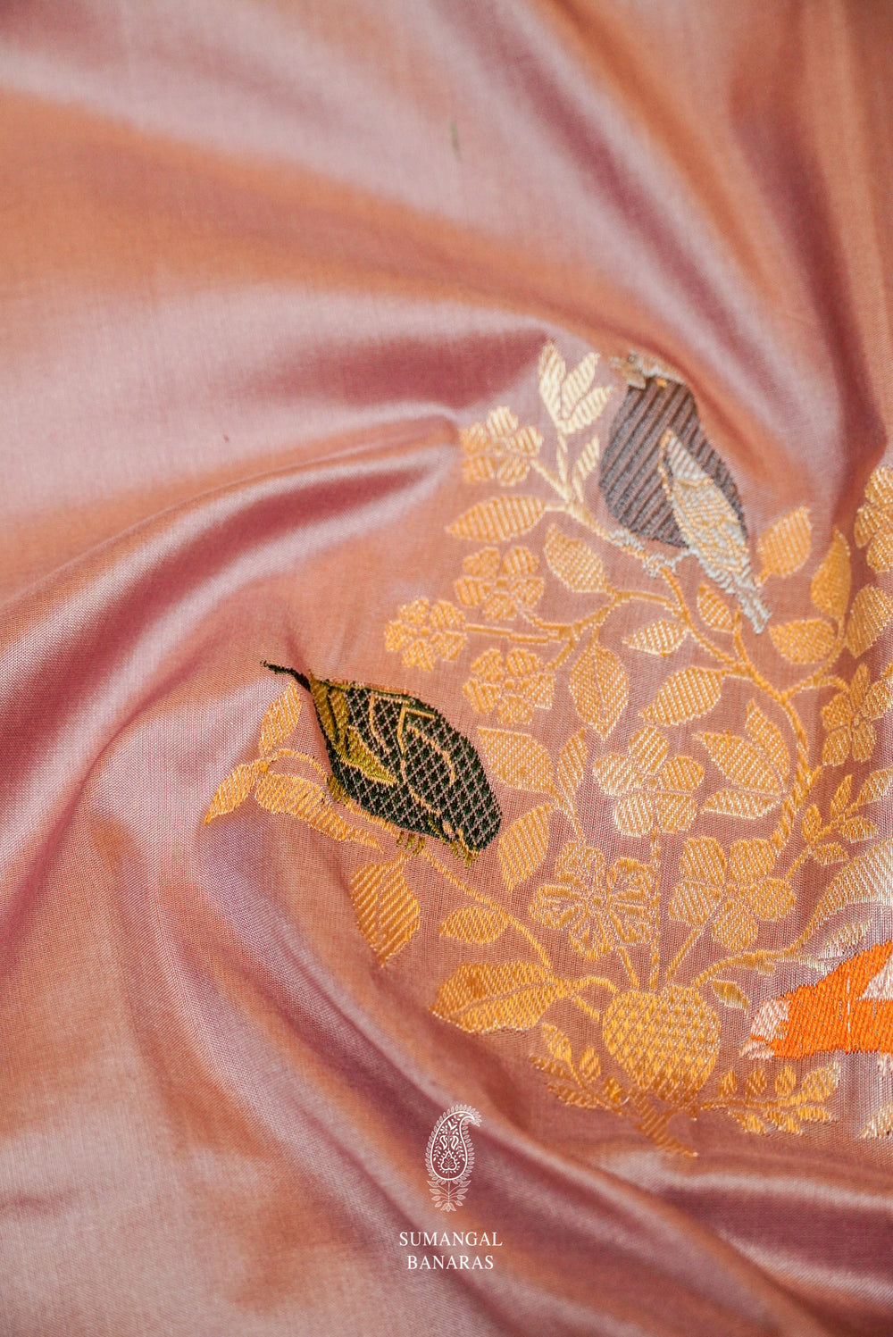 Handwoven Onion Pink Banarasi Katan Silk Saree