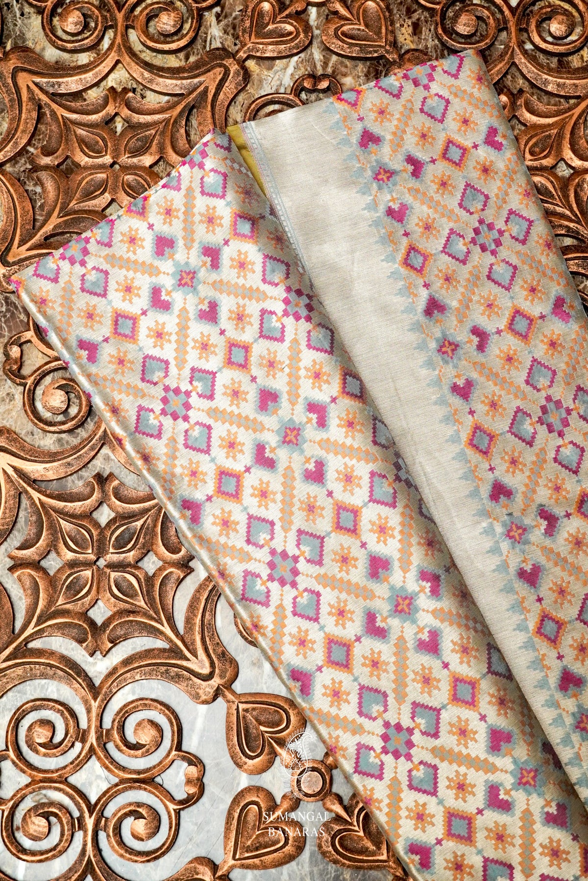 Handwoven Grey Banarasi Katan Silk Saree