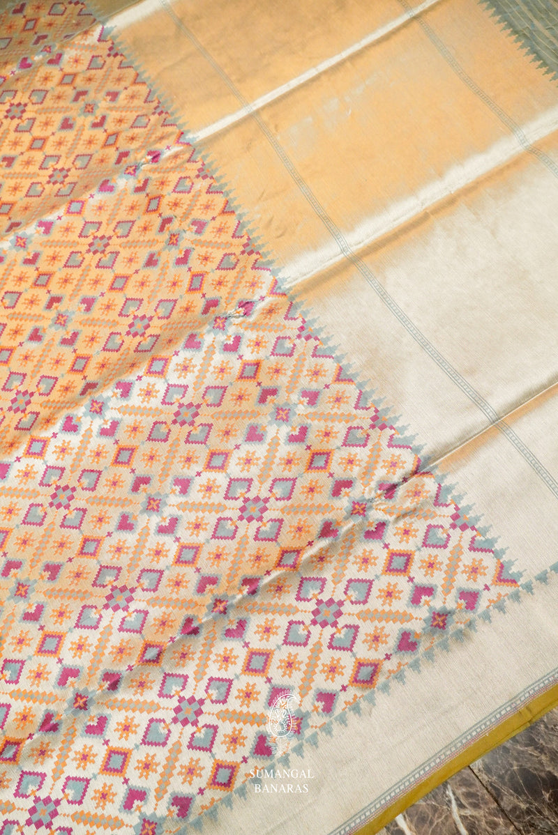 Handwoven Grey Banarasi Katan Silk Saree