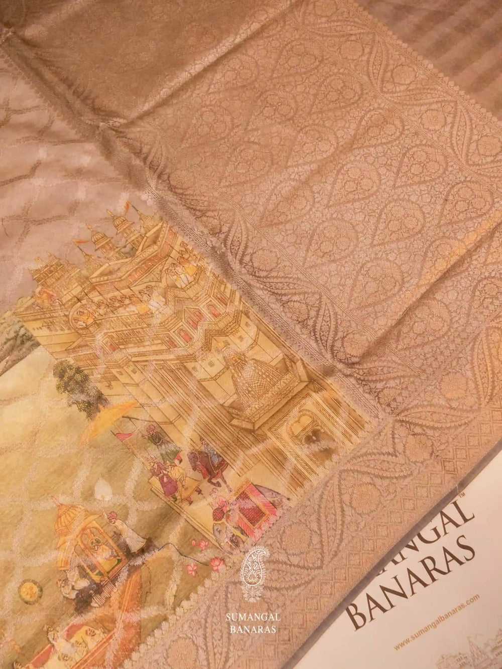 Handwoven Brown Banarasi Tissue Silk Saree