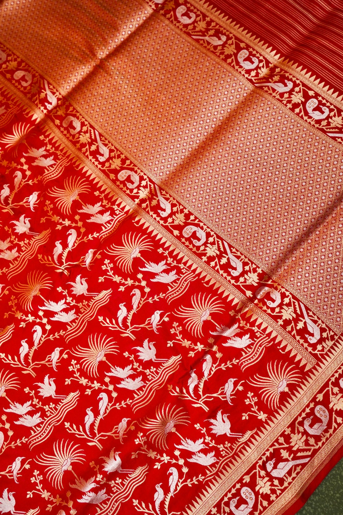 Handwoven Red Banarasi Katan Silk Saree