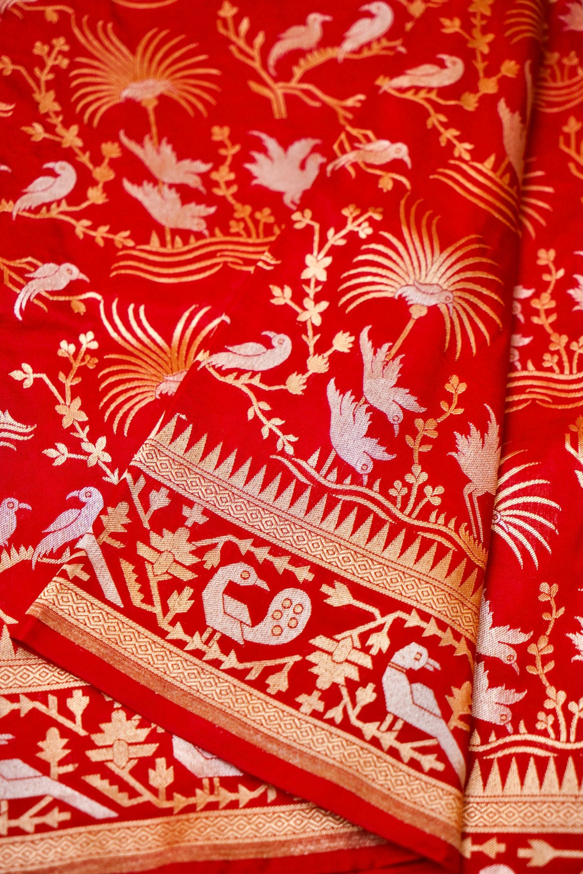 Handwoven Red Banarasi Katan Silk Saree