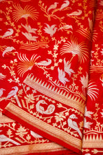 Handwoven Red Banarasi Katan Silk Saree