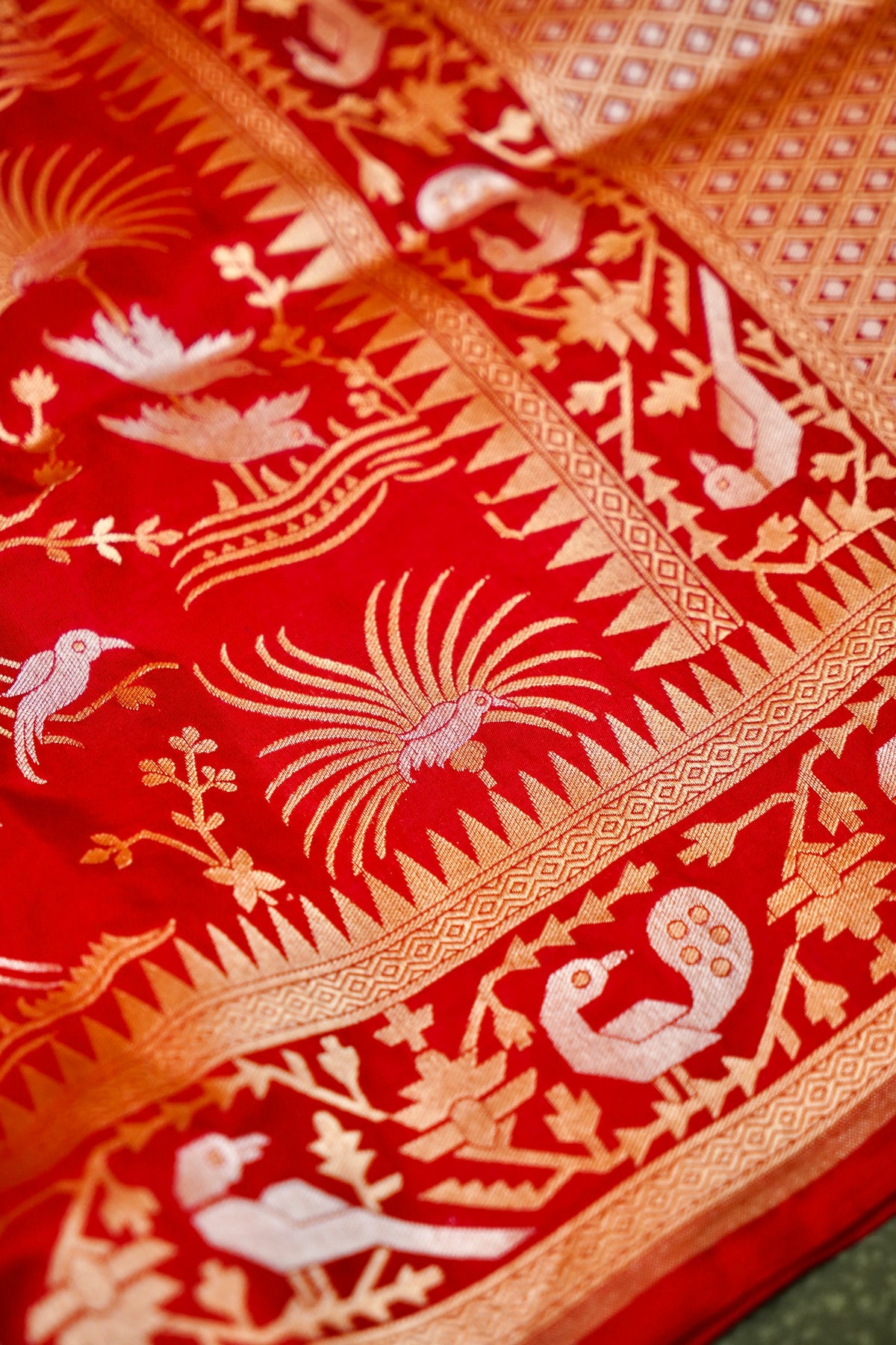 Handwoven Red Banarasi Katan Silk Saree