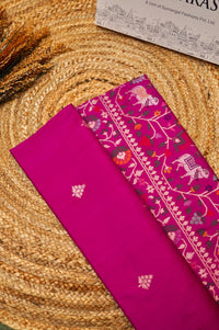 Handwoven Magenta Banarasi Katan Silk Saree