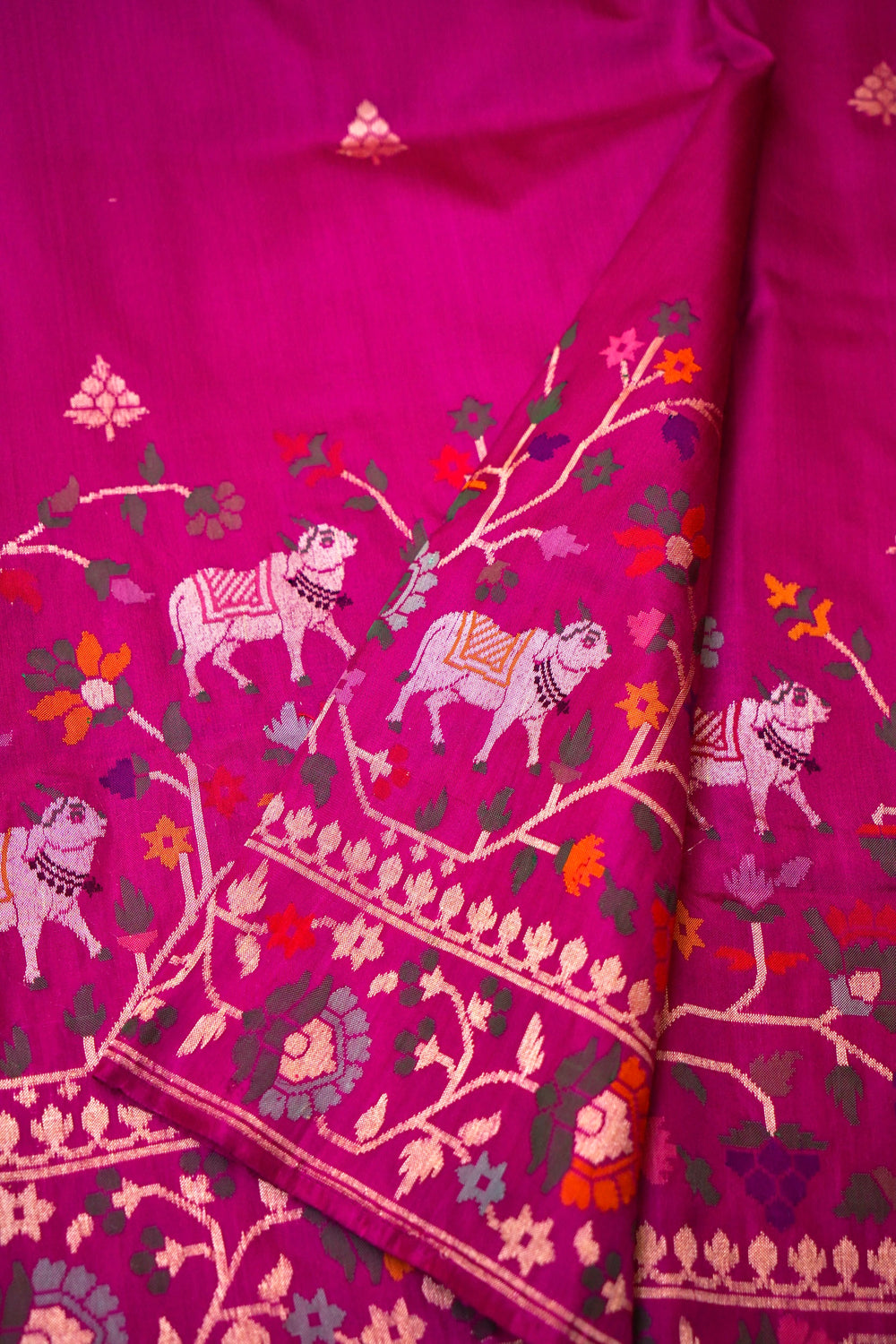 Handwoven Magenta Banarasi Katan Silk Saree