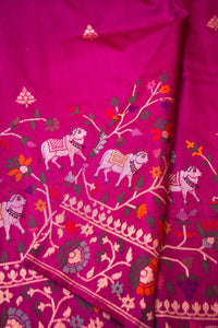 Handwoven Magenta Banarasi Katan Silk Saree