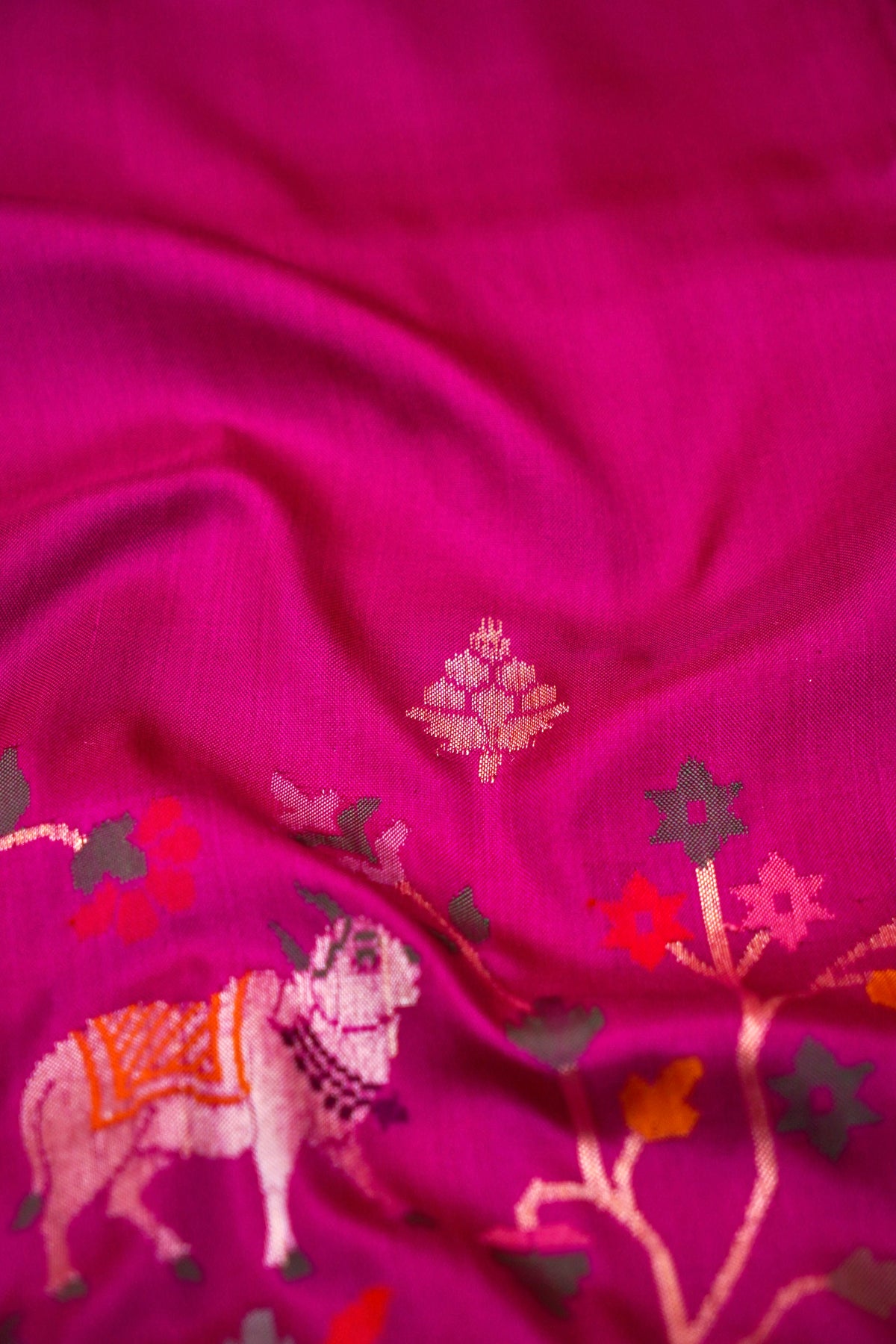 Handwoven Magenta Banarasi Katan Silk Saree