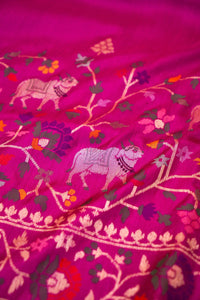 Handwoven Magenta Banarasi Katan Silk Saree