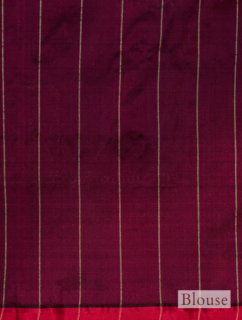 Handwoven Wine Banarasi Katan Silk Saree