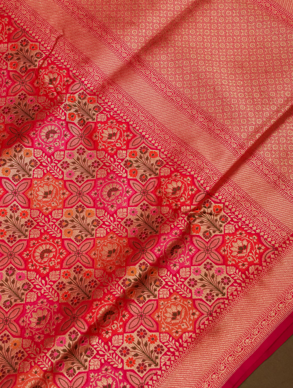 Handwoven Pink Banarasi Katan Silk Saree