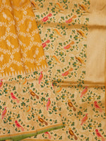 Handwoven Mustard Yellow Banarasi Katan Silk Saree