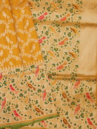 Handwoven Mustard Yellow Banarasi Katan Silk Saree