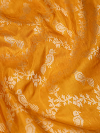 Handwoven Mustard Yellow Banarasi Katan Silk Saree