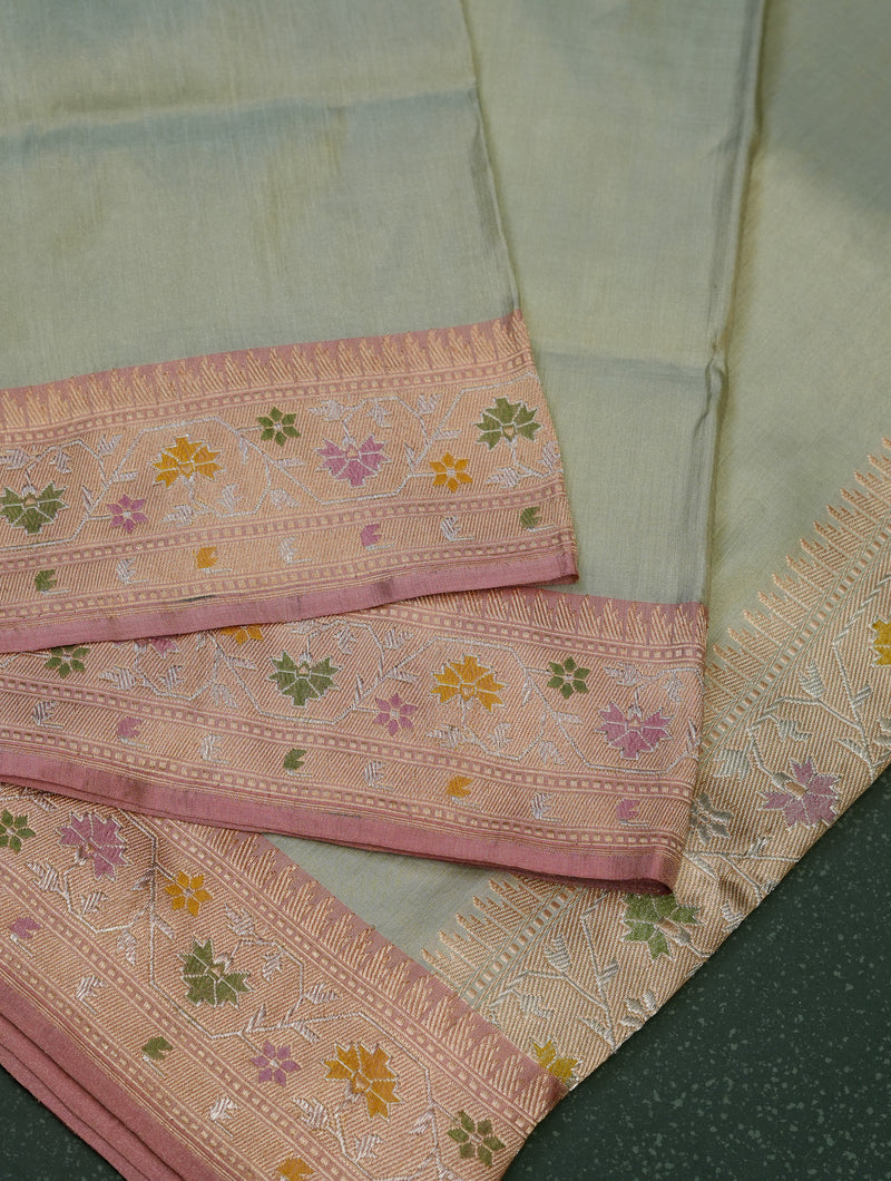 Handwoven Pastel Green Banarasi Katan Silk Saree