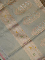 Handwoven Pastel Green Banarasi Katan Silk Saree