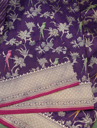 Handwoven Purple Banarasi Katan Silk Saree