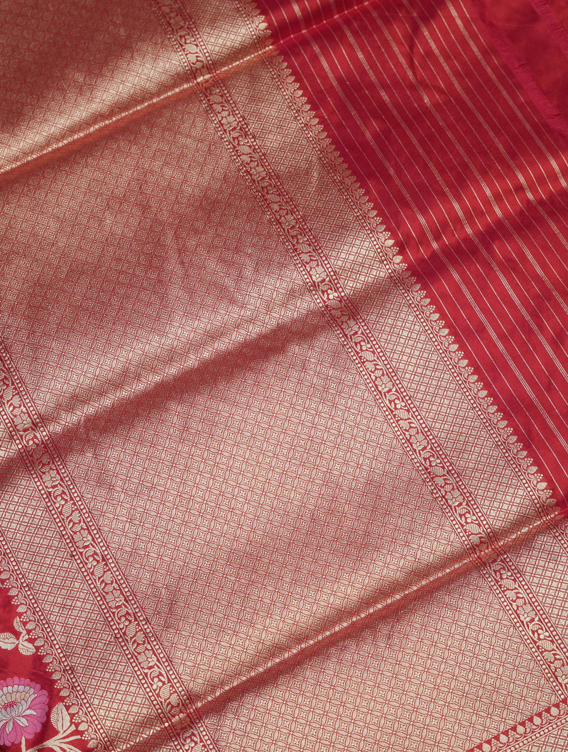 Handwoven Red Banarasi Katan Silk Saree