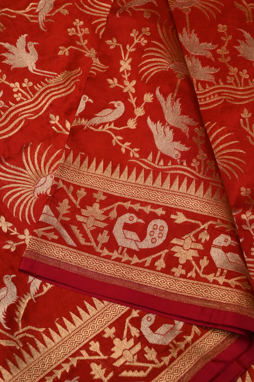 Handwoven Red Banarasi Katan Silk Saree