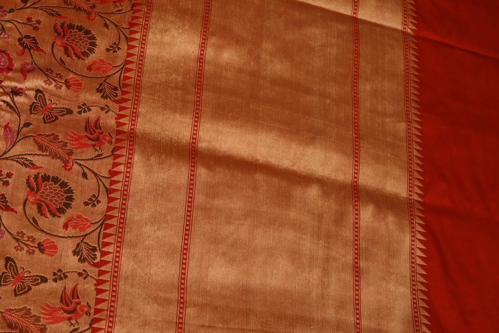 Handwoven Red Banarasi Katan Silk Saree