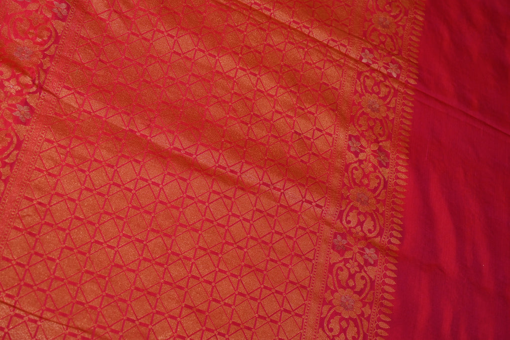 Handwoven Pink Banarasi Katan Silk Saree