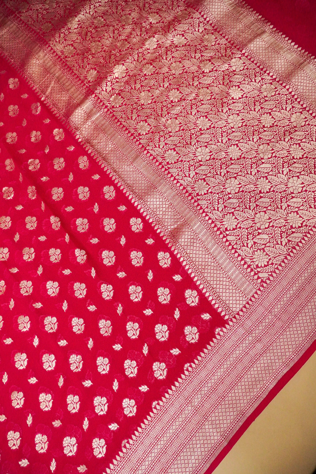 Handwoven Pink Banarasi Khaddi Georgette Saree