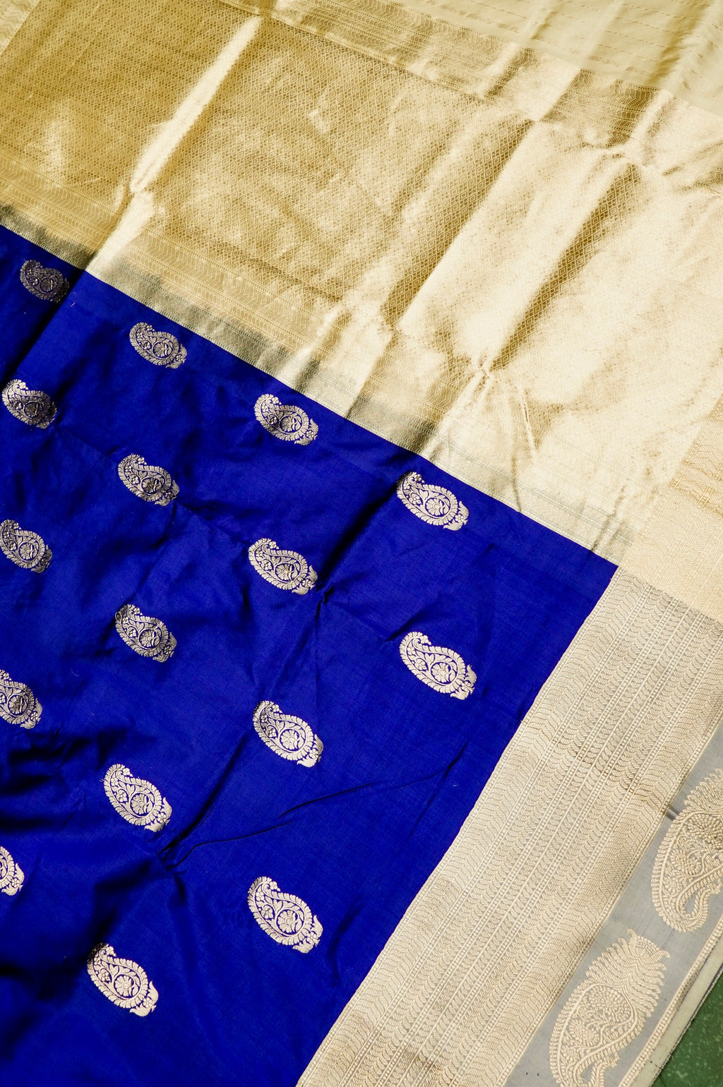Handwoven Blue Banarasi Katan Silk Saree