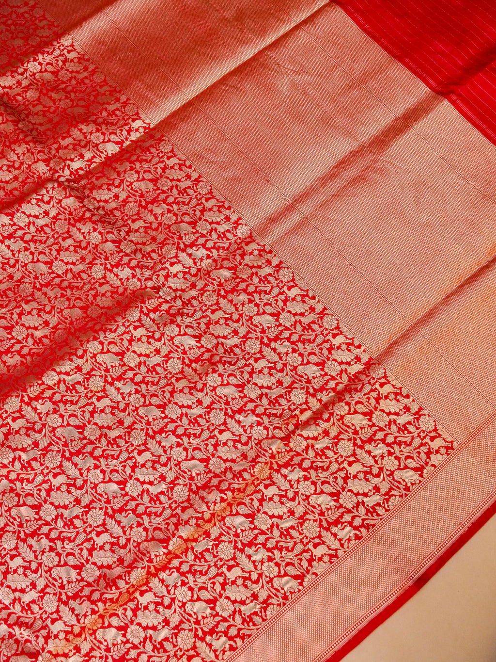 Handwoven Red Banarasi Katan Silk Saree