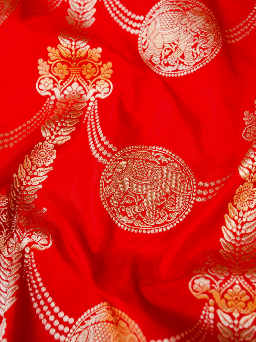 Handwoven Red Banarasi Katan Silk Saree