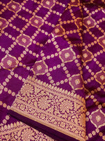 Handwoven Dark Purple Banarasi Katan Silk Saree