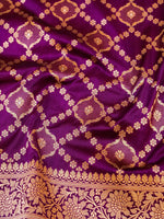 Handwoven Dark Purple Banarasi Katan Silk Saree