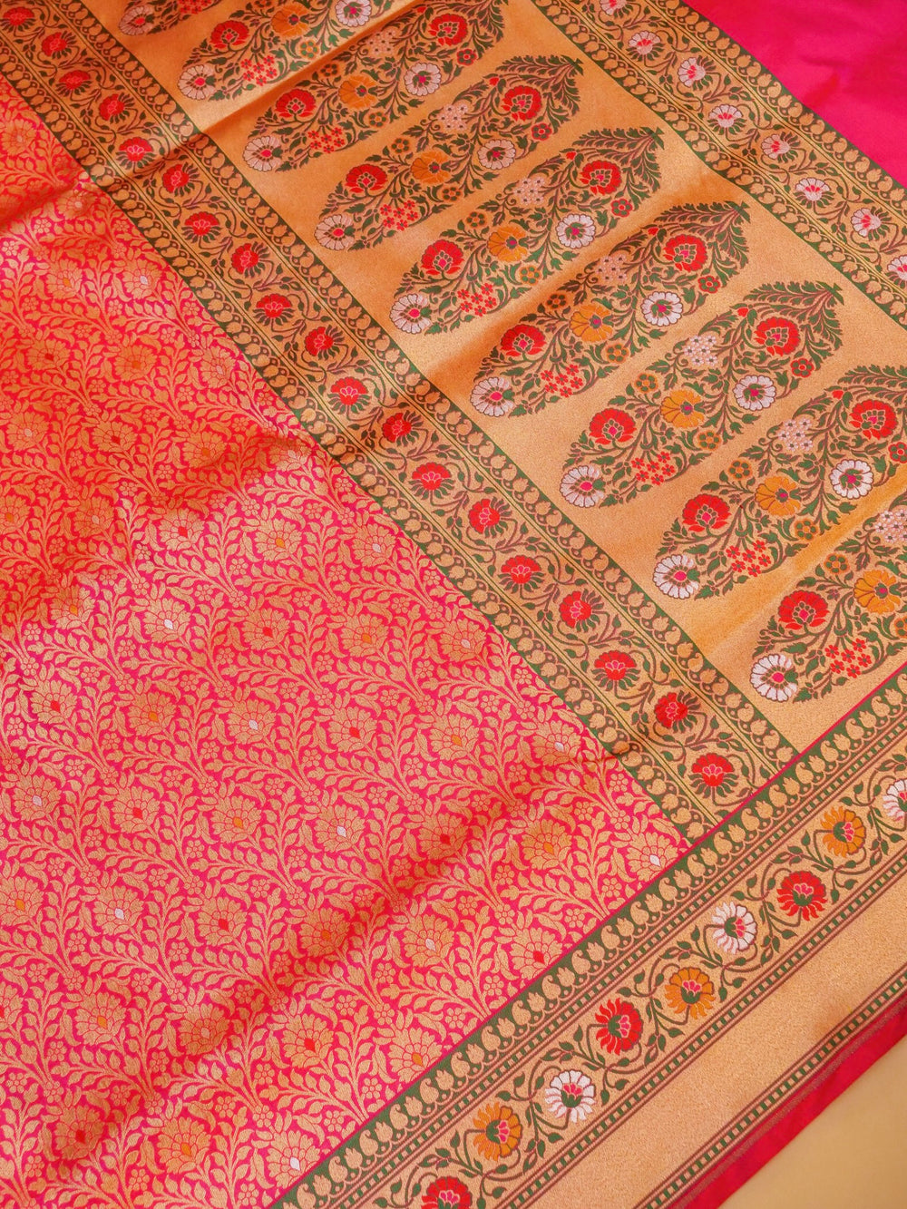 Handwoven Pink Banarasi Katan Silk Saree