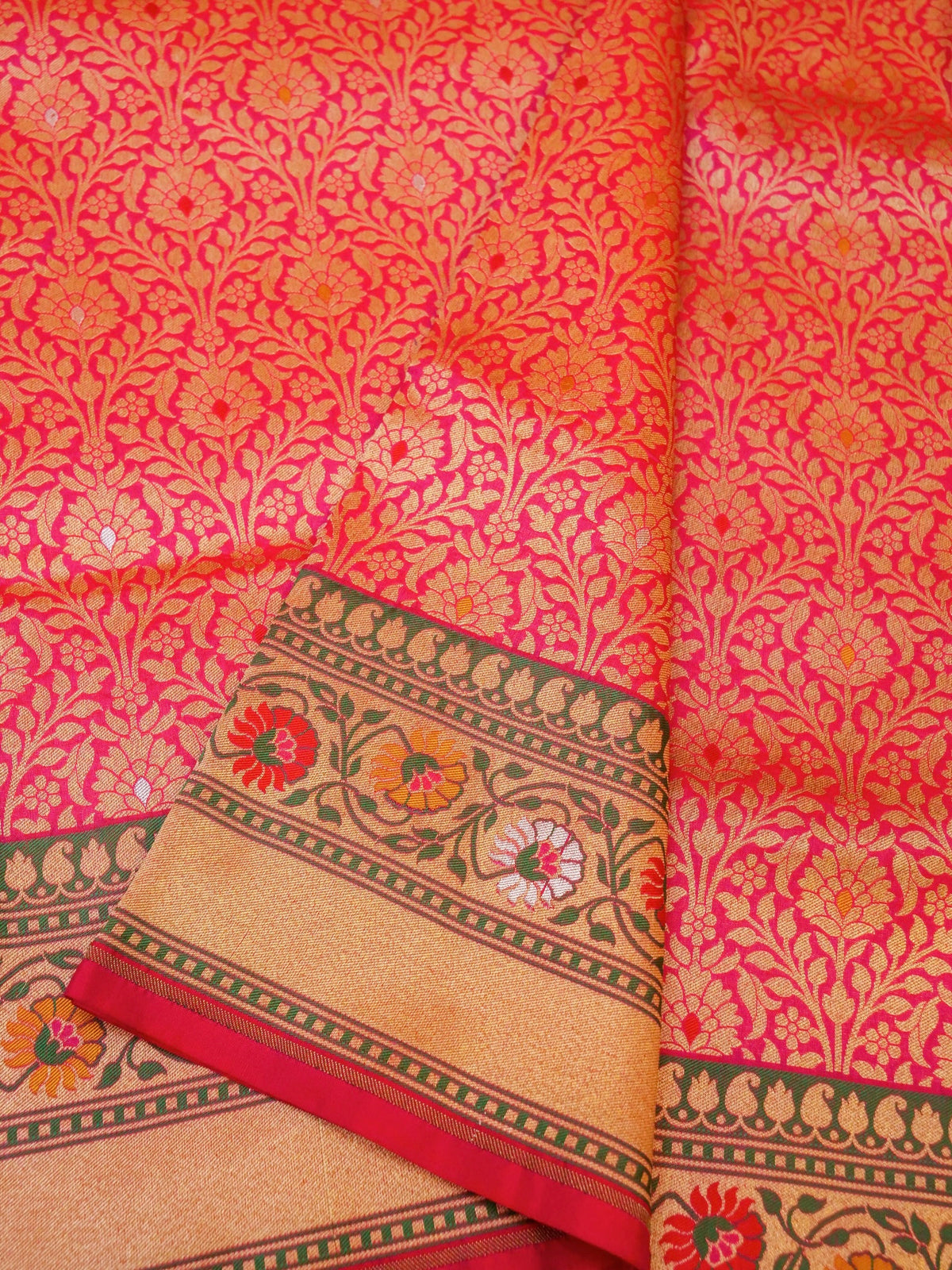 Handwoven Pink Banarasi Katan Silk Saree