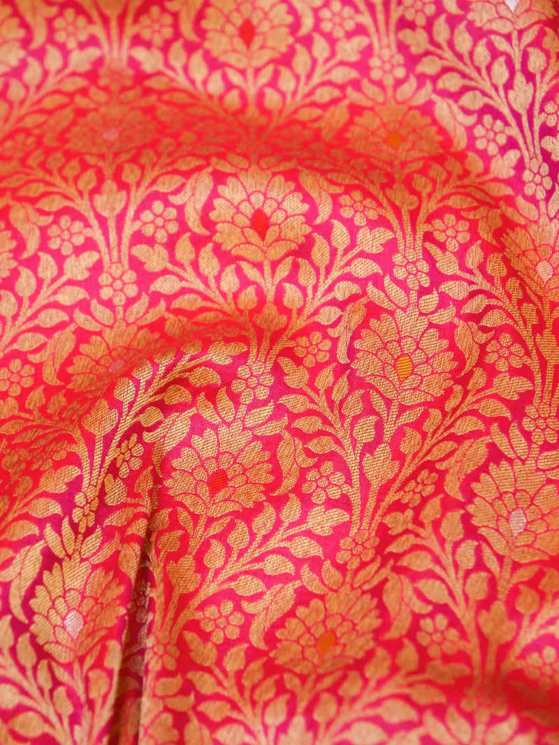 Handwoven Pink Banarasi Katan Silk Saree