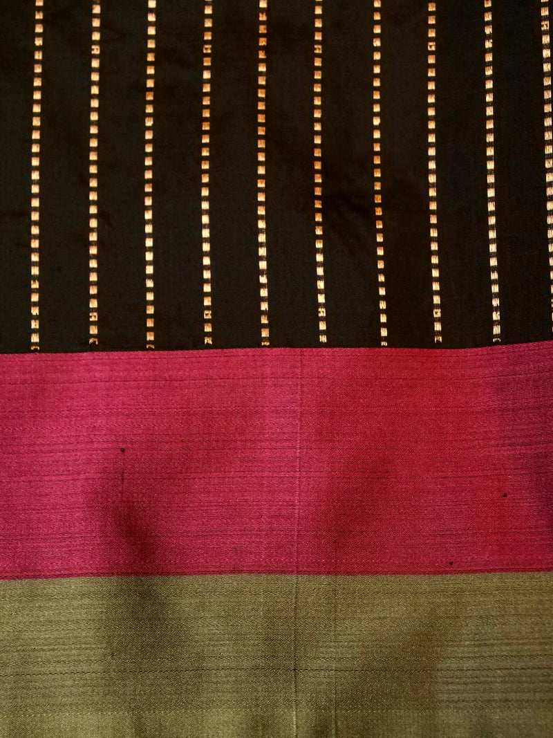 Handwoven Black Banarasi Katan Silk Saree