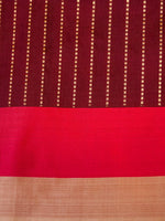 Handwoven Wine Banarasi Katan Silk Saree