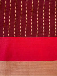 Handwoven Wine Banarasi Katan Silk Saree