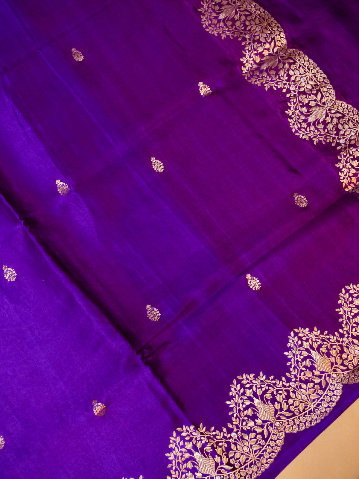 Handwoven Violet Banarasi Katan Silk Saree