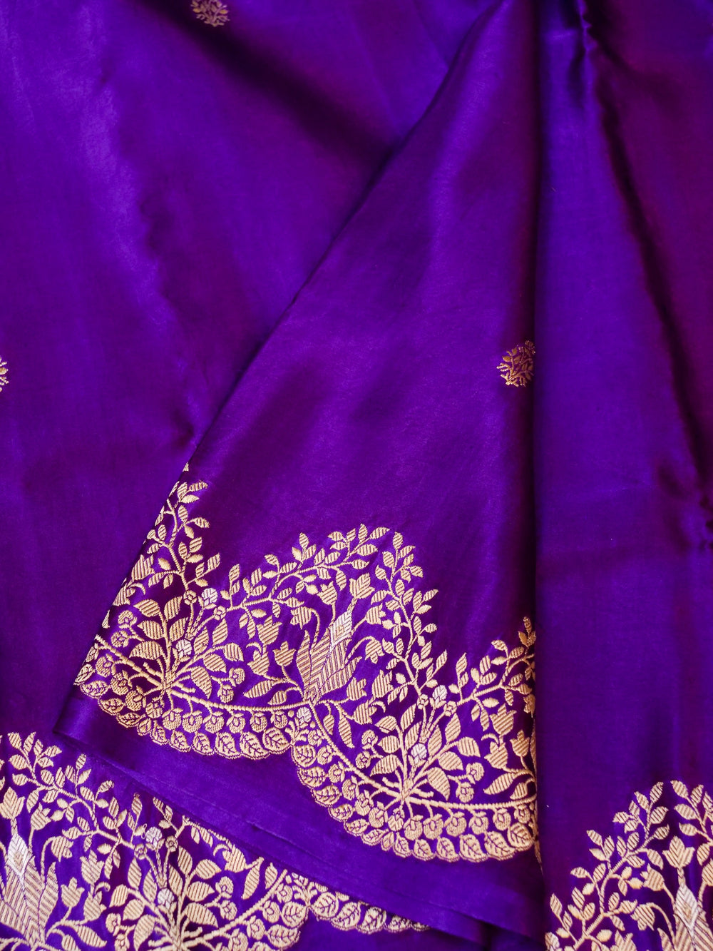 Handwoven Violet Banarasi Katan Silk Saree