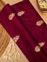 Handwoven Wine Banarasi Katan Silk Saree