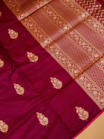 Handwoven Wine Banarasi Katan Silk Saree