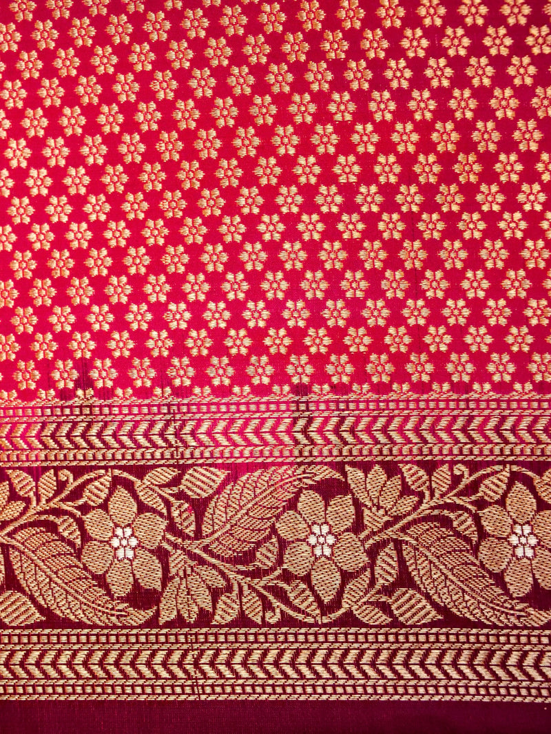 Handwoven Wine Banarasi Katan Silk Saree