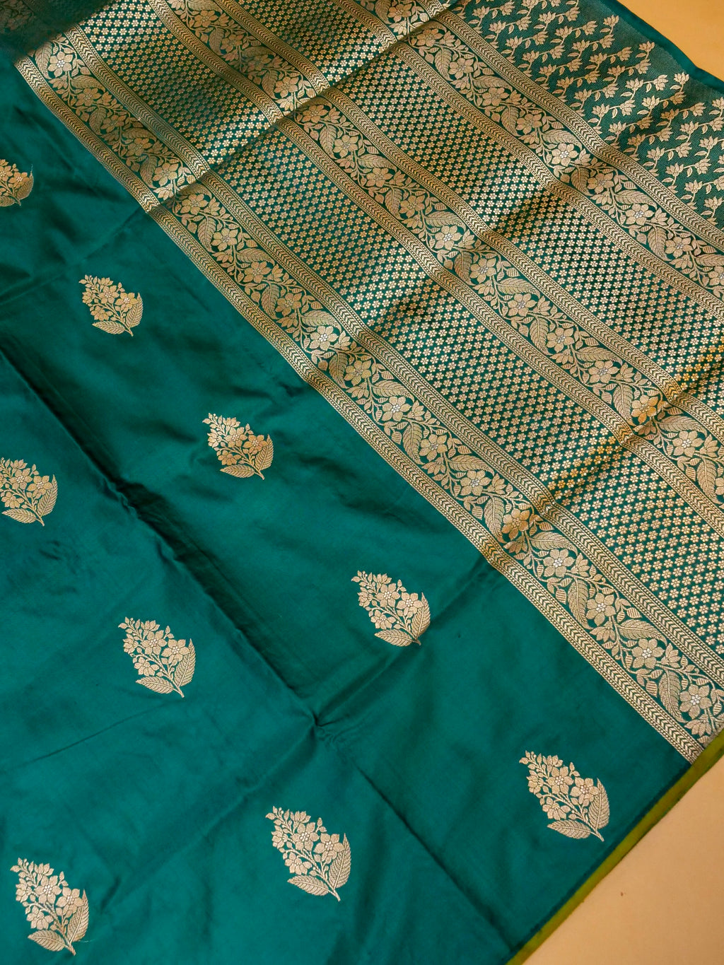 Handwoven Sage Green Banarasi Katan Silk Saree