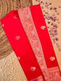 Handwoven Red Banarasi Katan Silk Saree